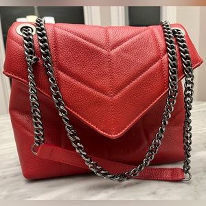 NEW Persaman New York red Italian leather handbag